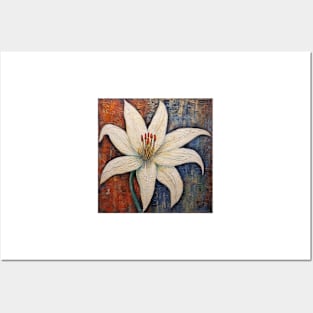 Single White Lily Flower Posters and Art